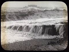 Glass-plate-of-Rough-Sea-and-Hastings-Pier-1891.